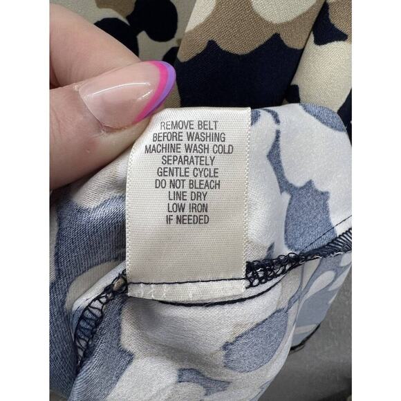 Womens Emma & Michele Dress Size 6 Blue and Tan Dotted Cap Sleeve Pencil - Picture 9 of 15